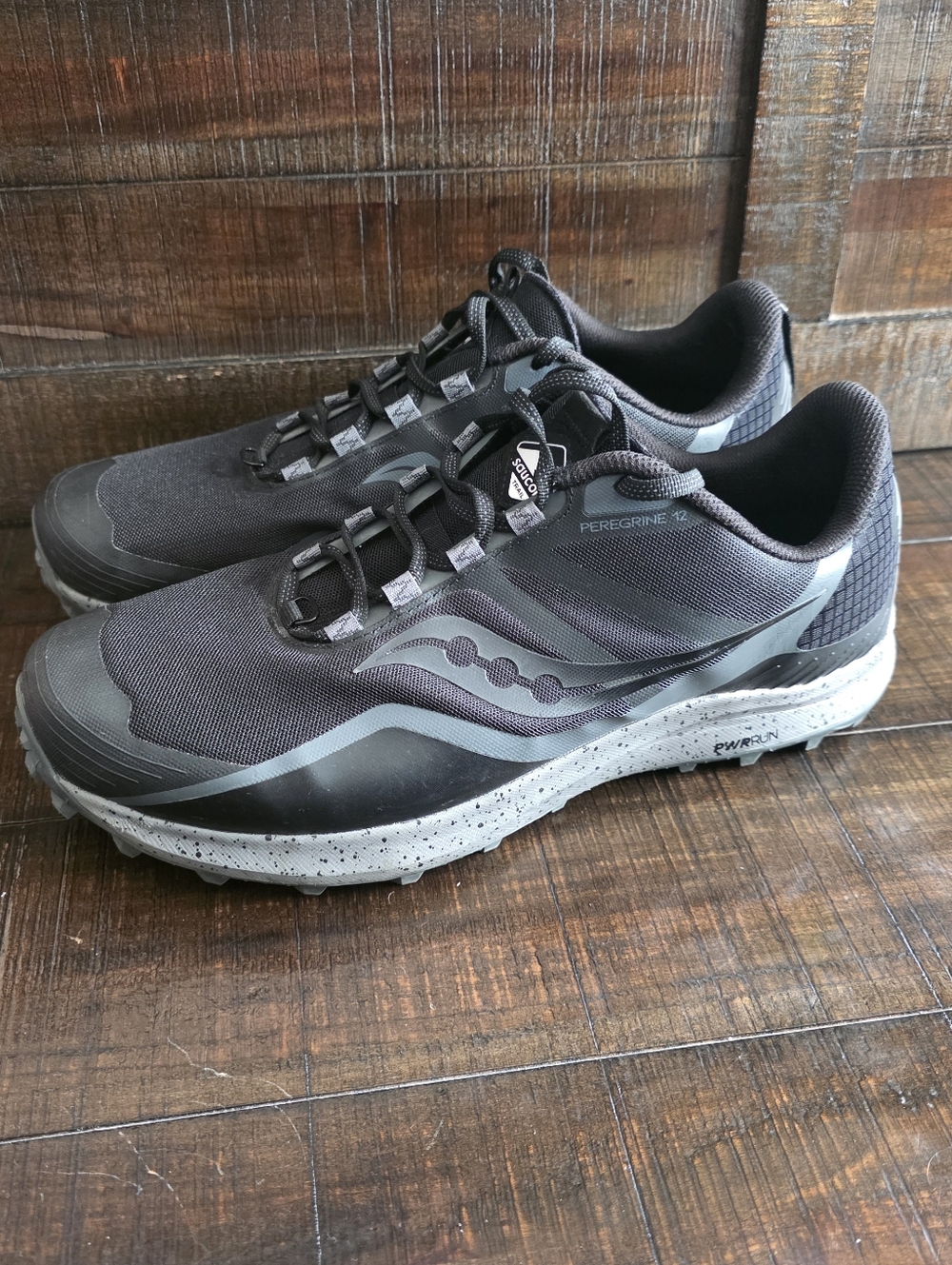 Saucony Peregrine 12 Trail Shoes Running Black/Charcoal Mens 13W